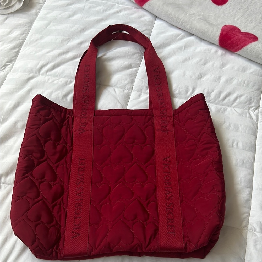 Victoria's Secret Red Quilted Tote Bag